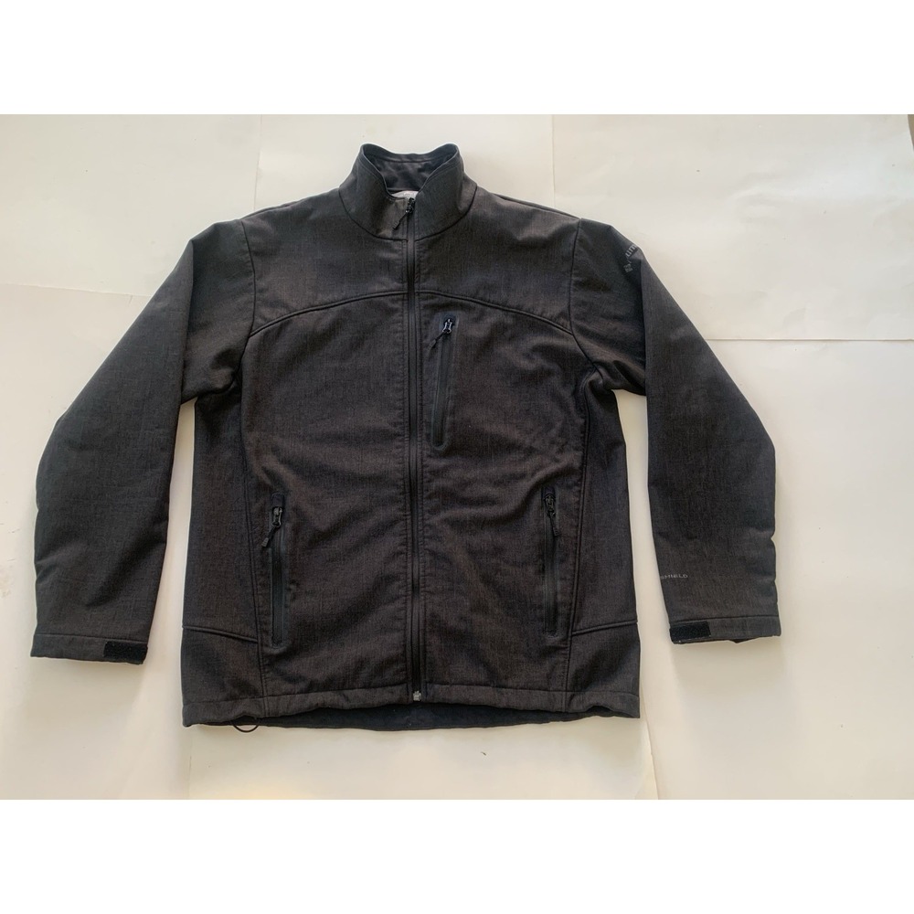 Columbia Sportswear Jacket Mens Large Black Gray Full Zip Softshell Fleece Lined